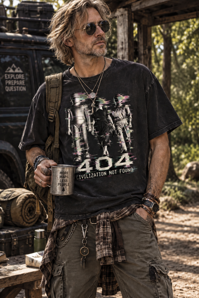 404 Civilization Not Found Hand-Frayed Luxury Tee