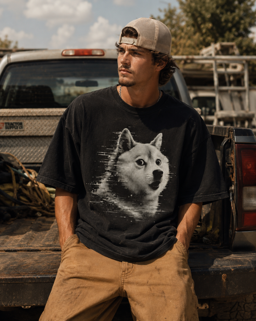 GlitchInu Luxury Tee — Vintage Glitch Meme